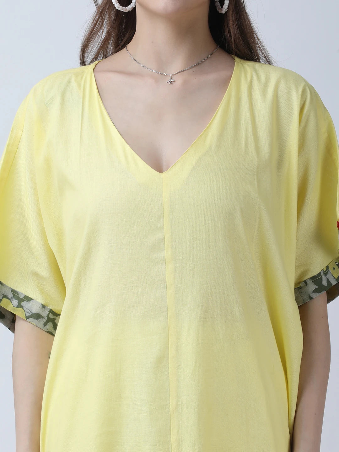 Lemon Yellow loose fit dress with front slit