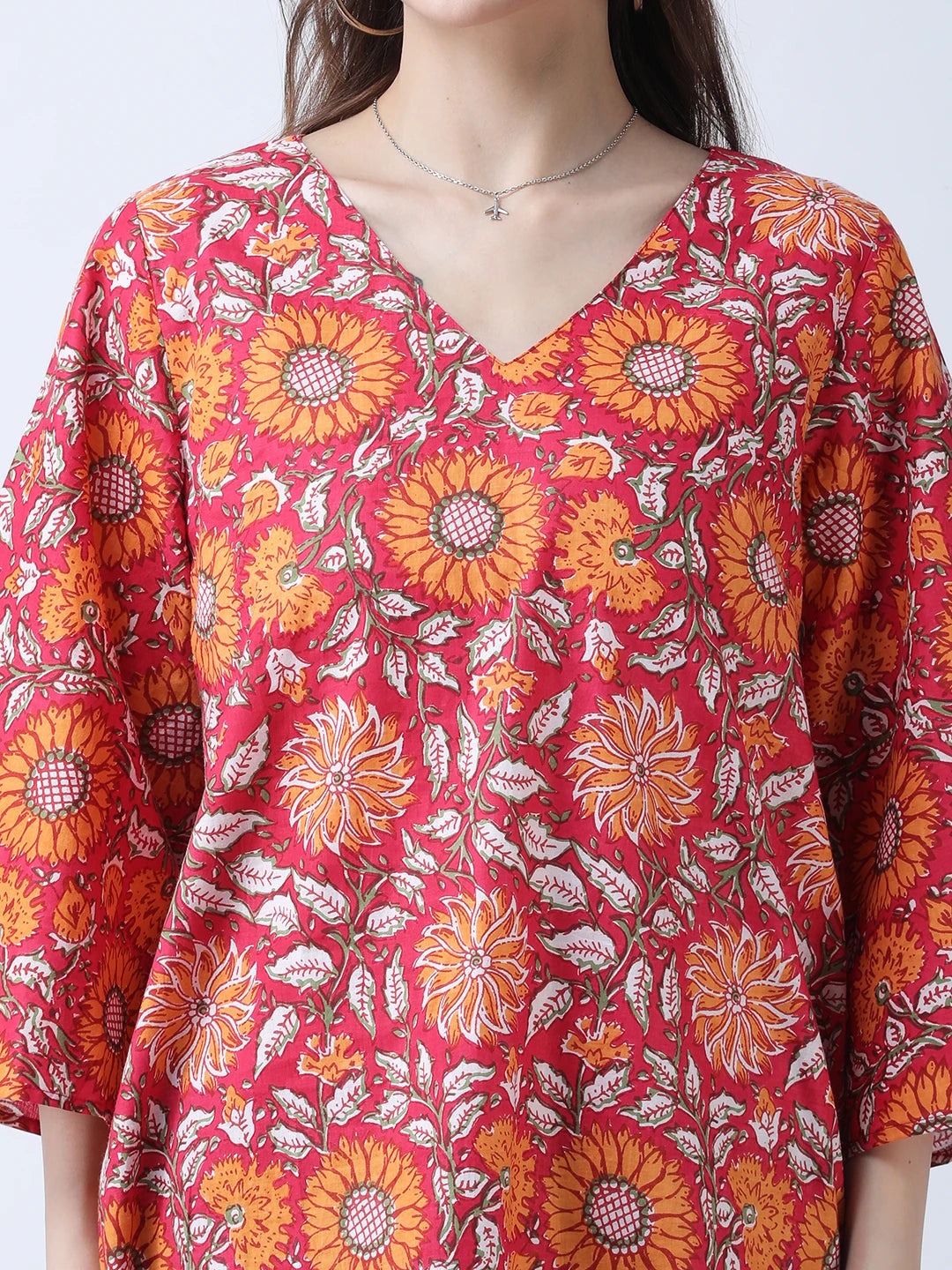 Cotton block print A-line top