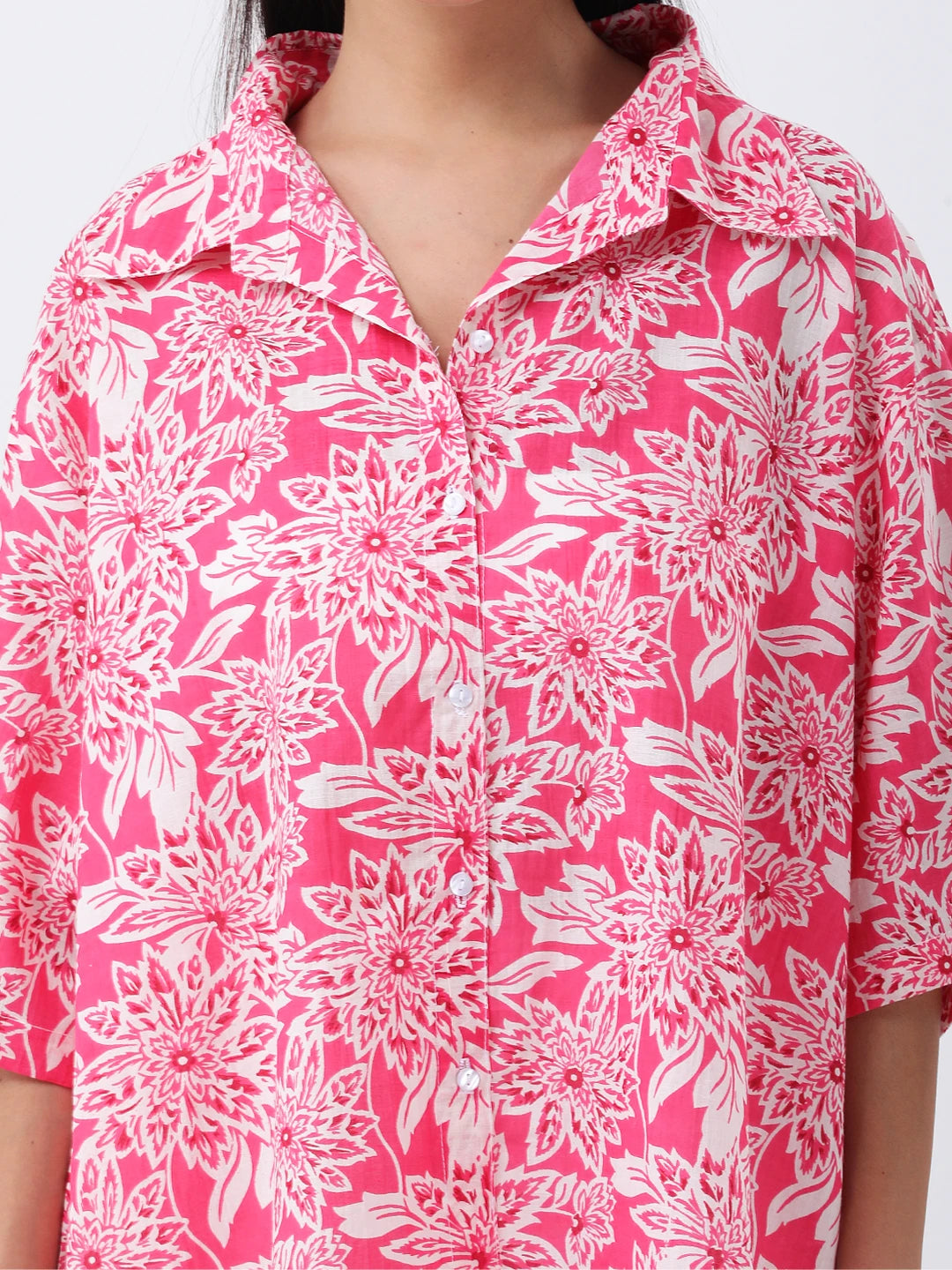 Cotton printed oversized shirt