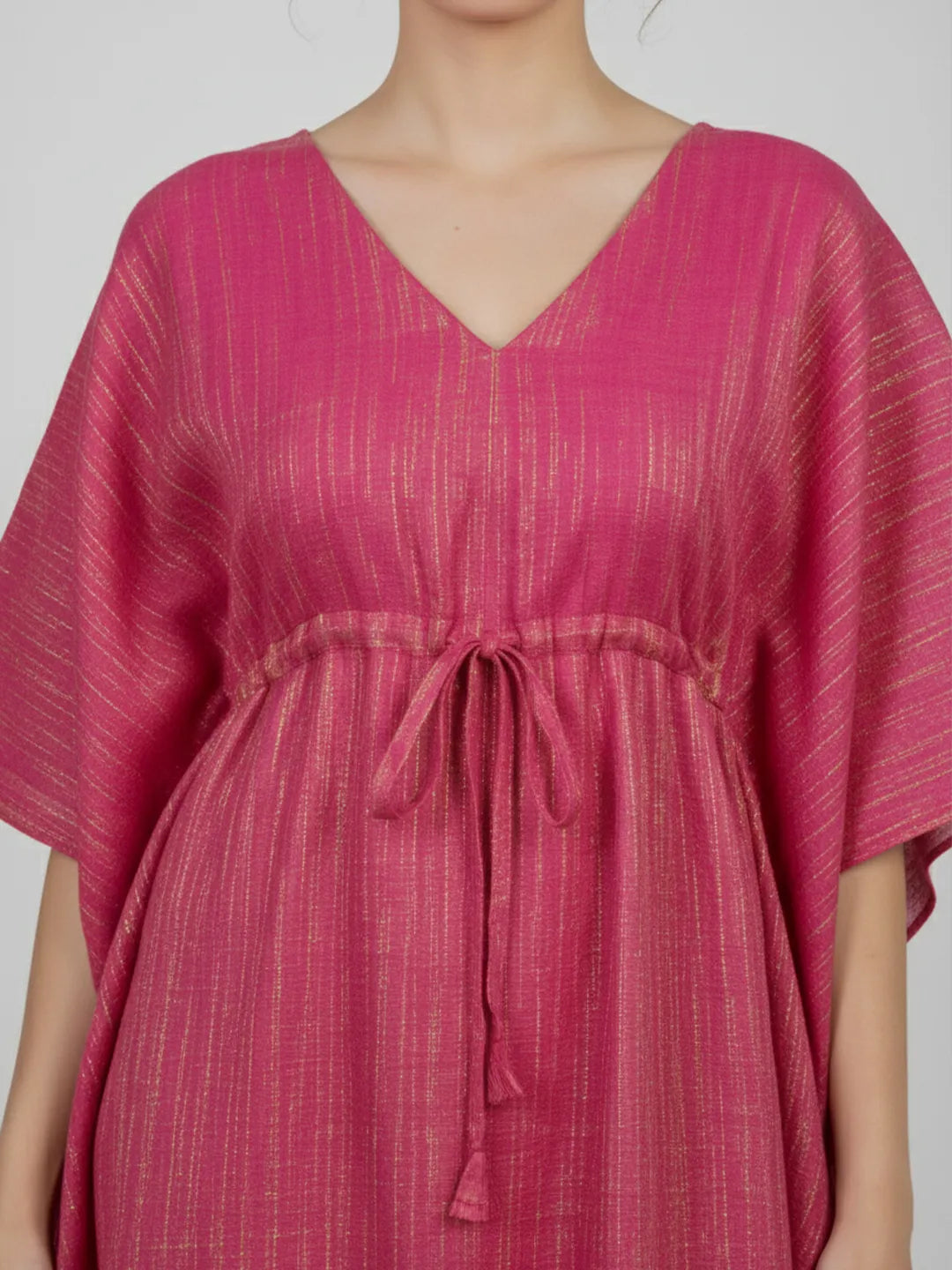 Magenta gold zari long kaftan