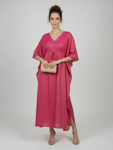 Magenta gold zari long kaftan