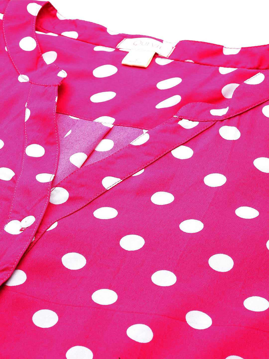 Hot pink & white polka crepe shirt and pant set