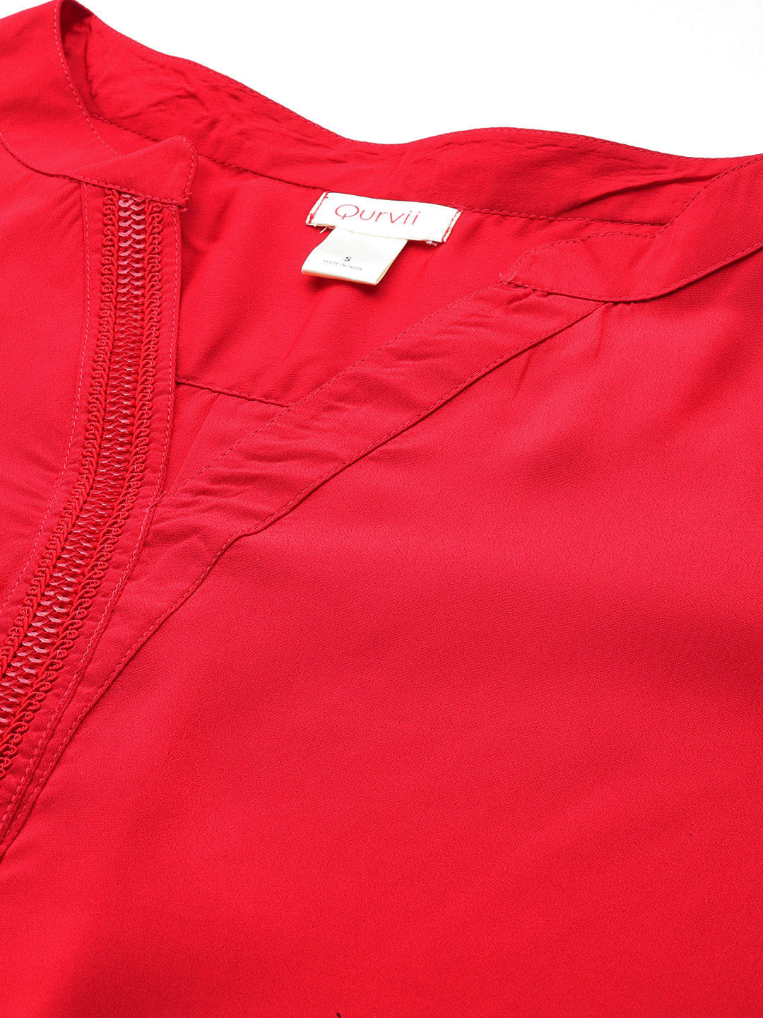 Red solid crepe shirt and pant set