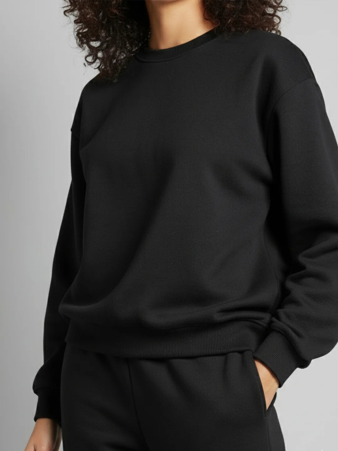 Black fleece sweat shirt and joggers
