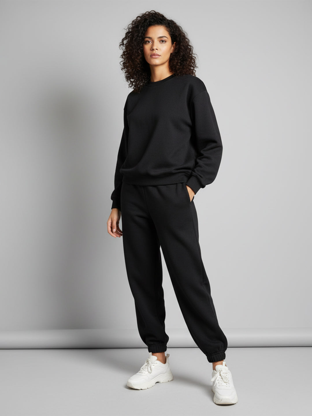 Black fleece sweat shirt and joggers