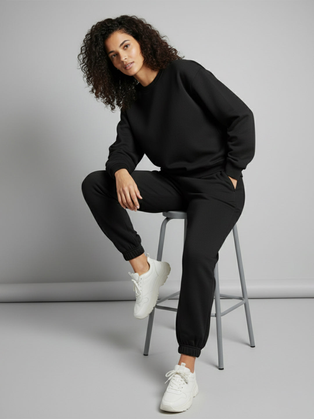 Black fleece sweat shirt and joggers