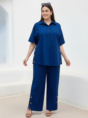 Royal blue poplin top and pant