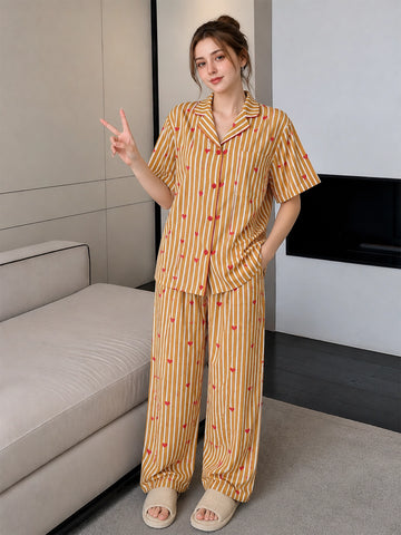 Brown heart stripe co-ordset