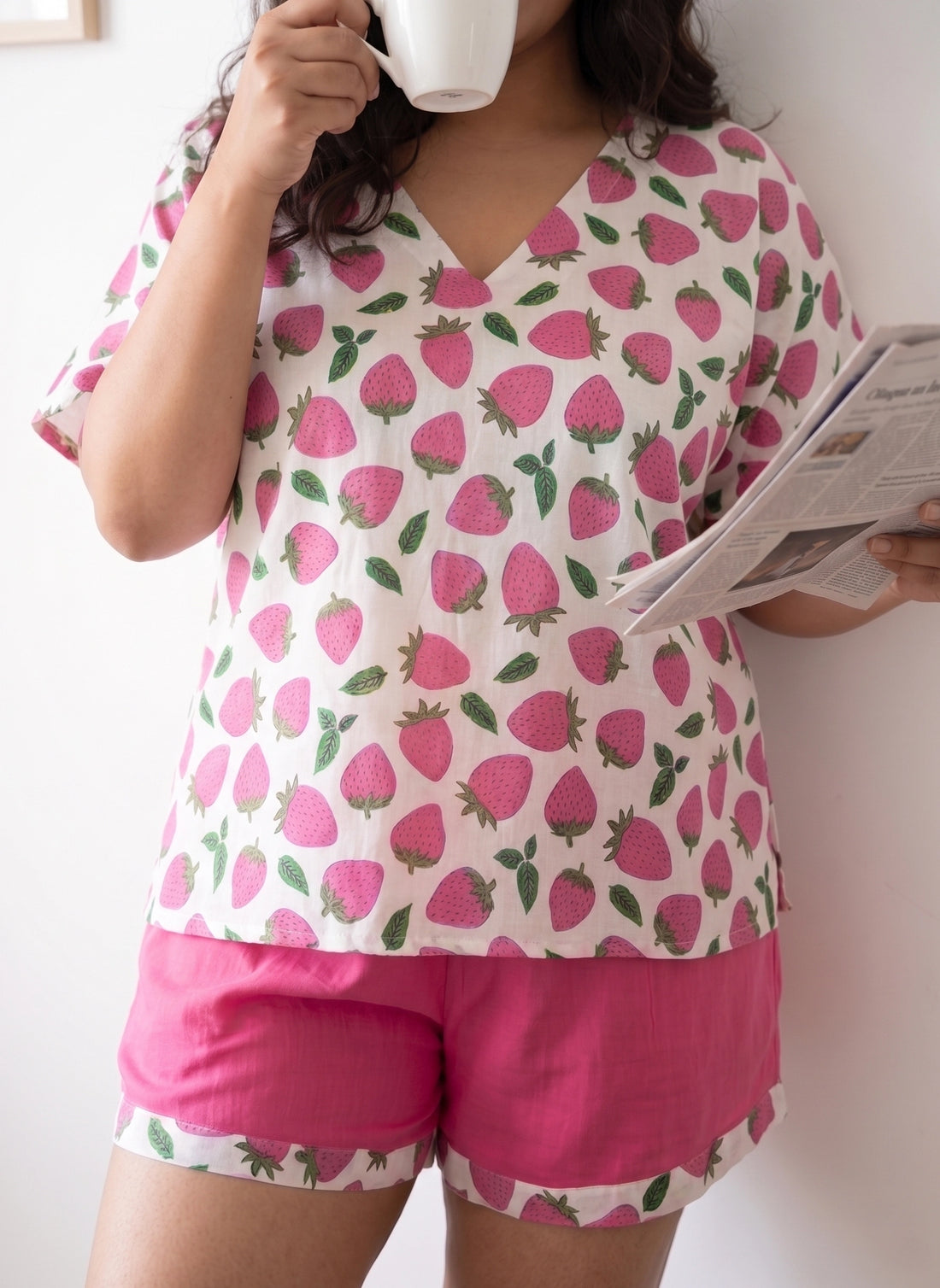 Cotton Strawberry Print Coord