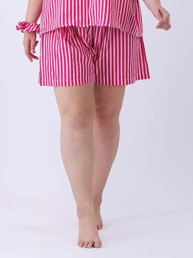 Magenta striped shorts