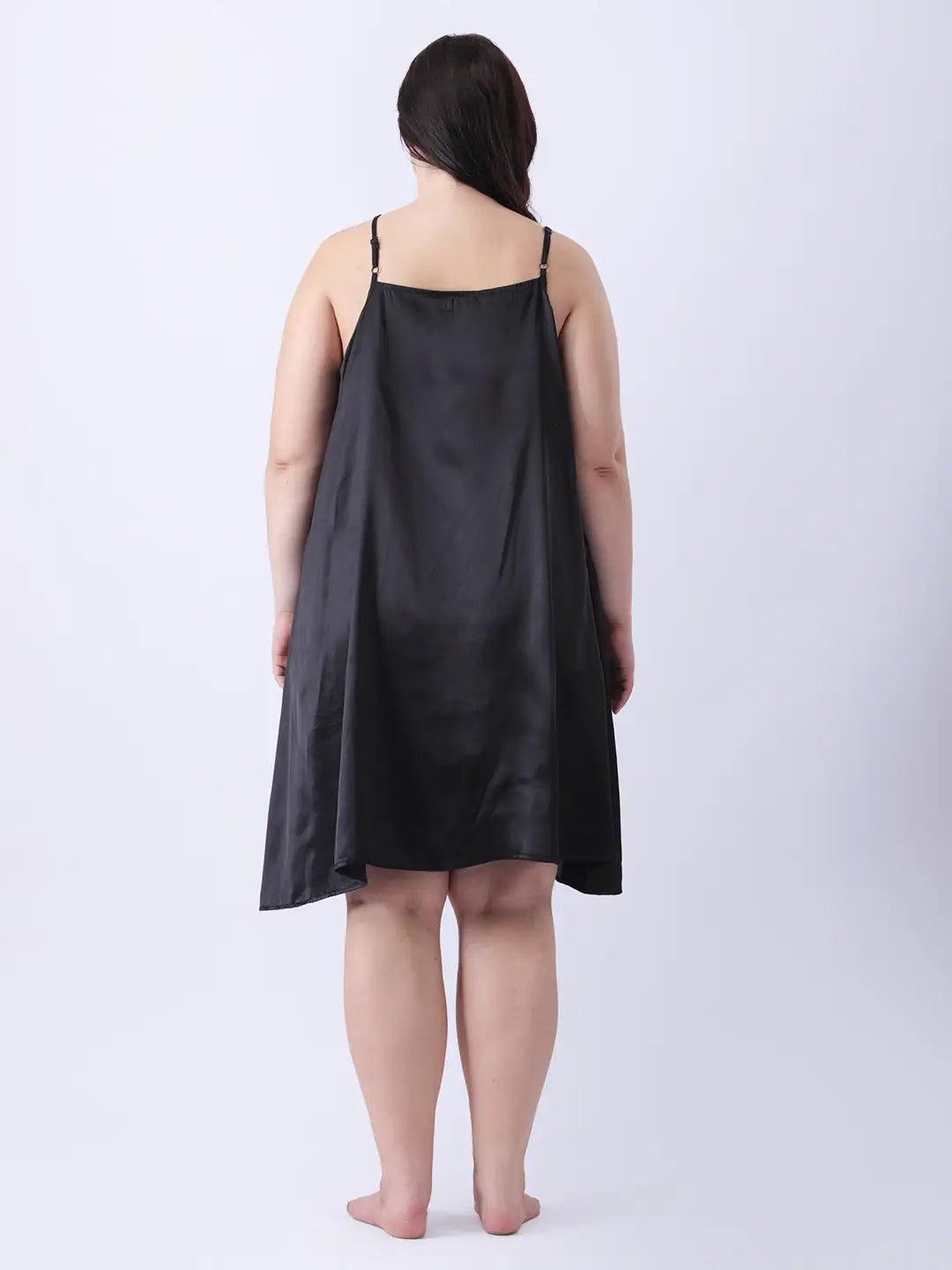 Black sheer robe with waist tie-up