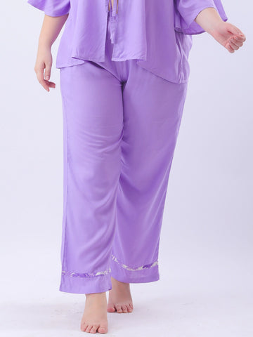 Lavender rayon pant with lace detailing