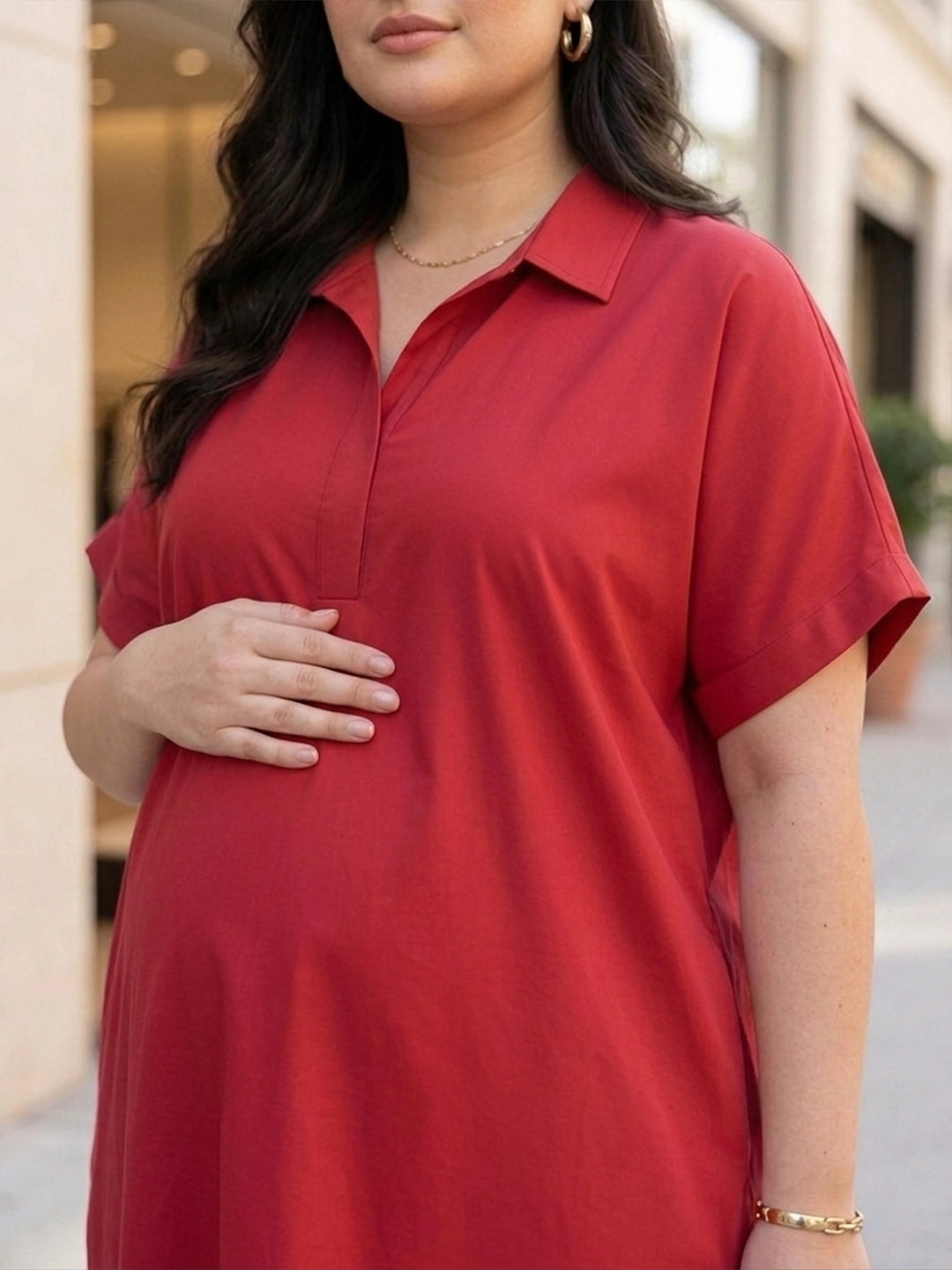 Maroon rayon oversize dress