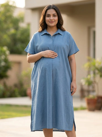 Heather blue rayon oversize dress