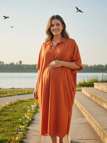 Orange rayon oversize dress