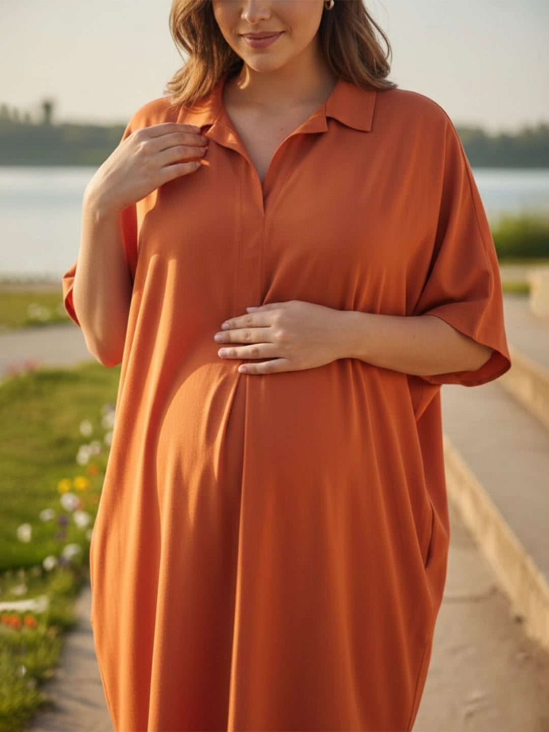 Orange rayon oversize dress