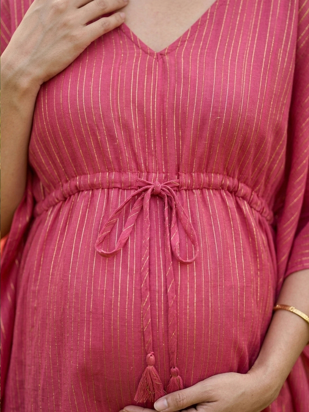 Magenta gold zari long kaftan