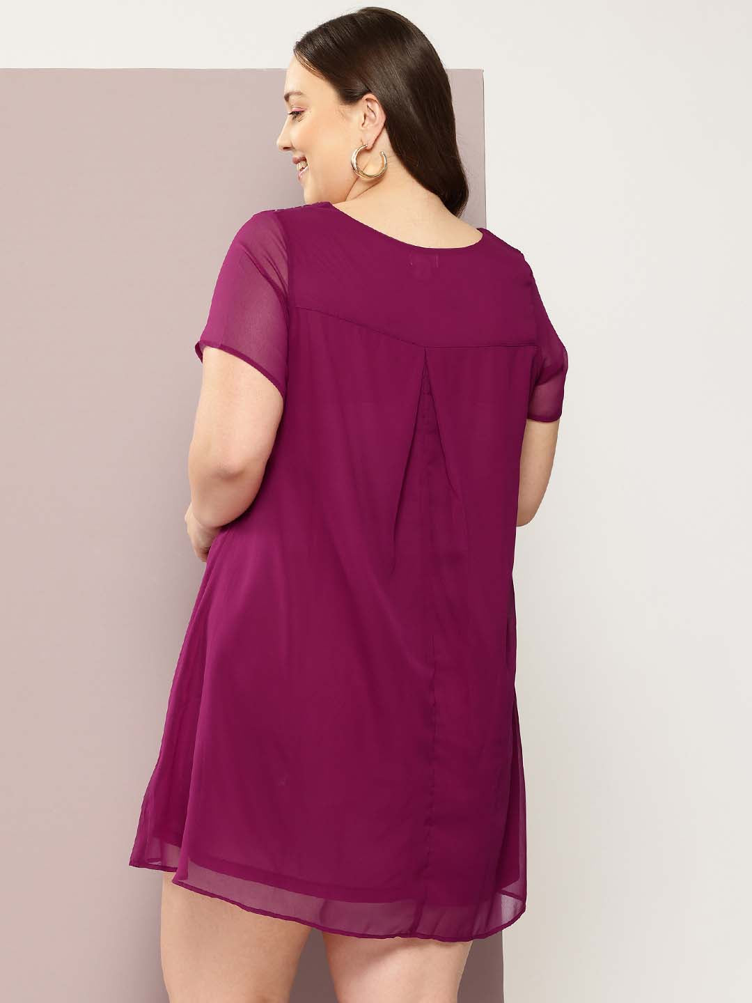 Qurvii Women Purple Solid A-Line Dress