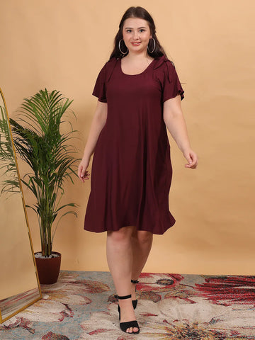 Fit and flare cold shoulder dress