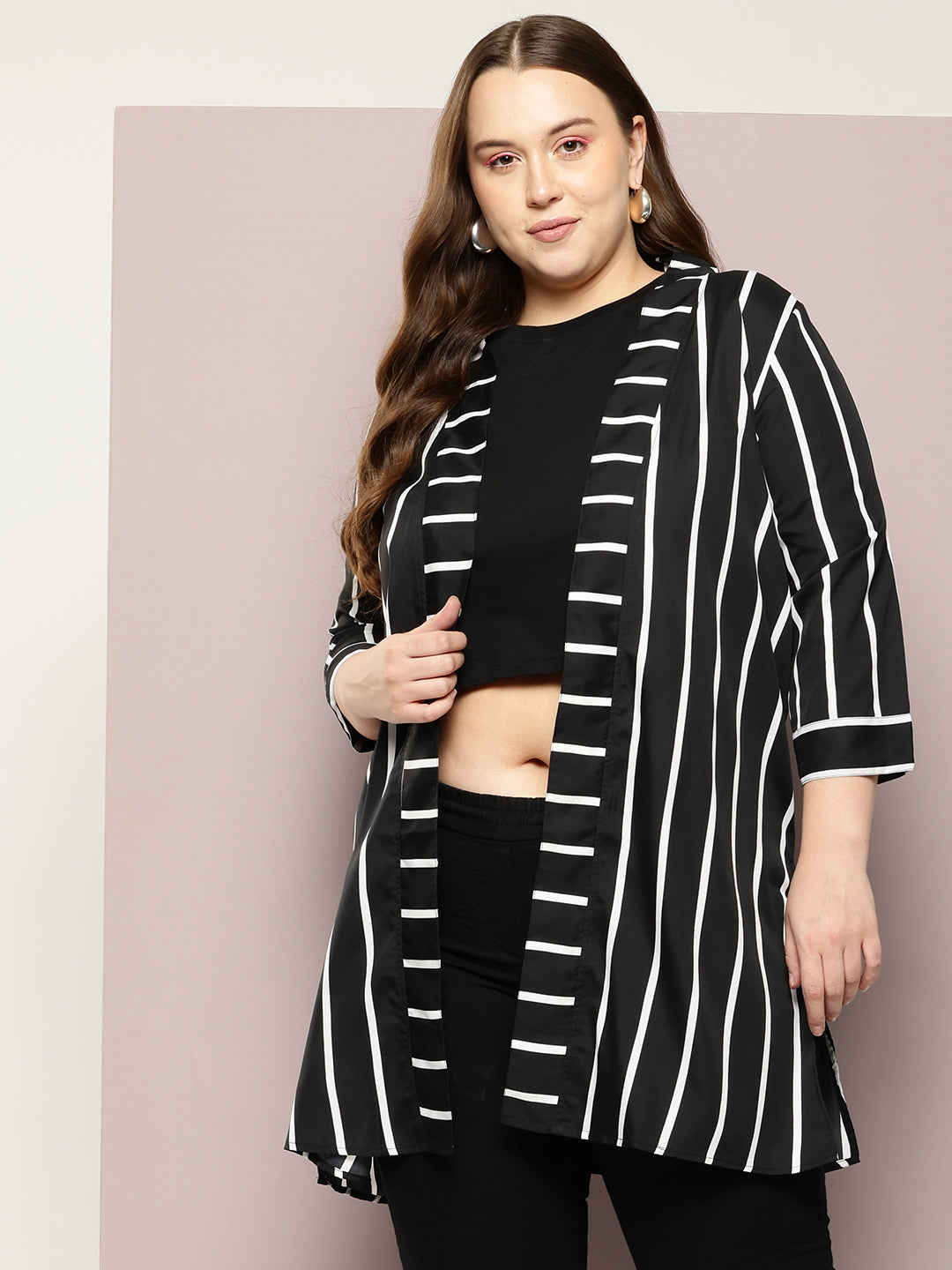 black and white stripe shrug