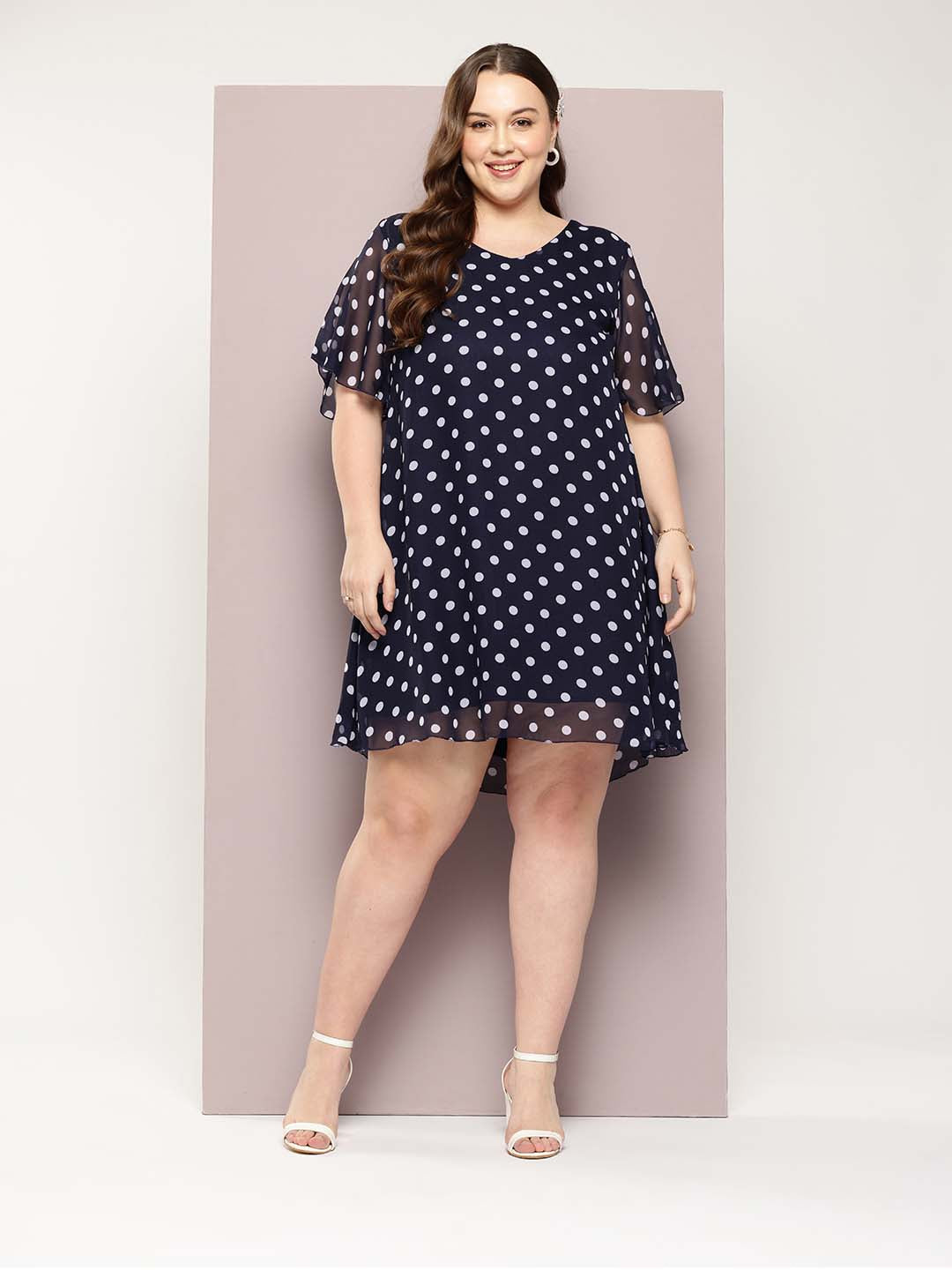 Navy polka dress