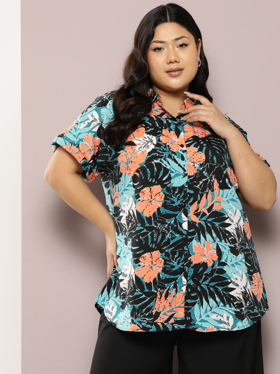 Multi Tropical print full placket Resort shirt