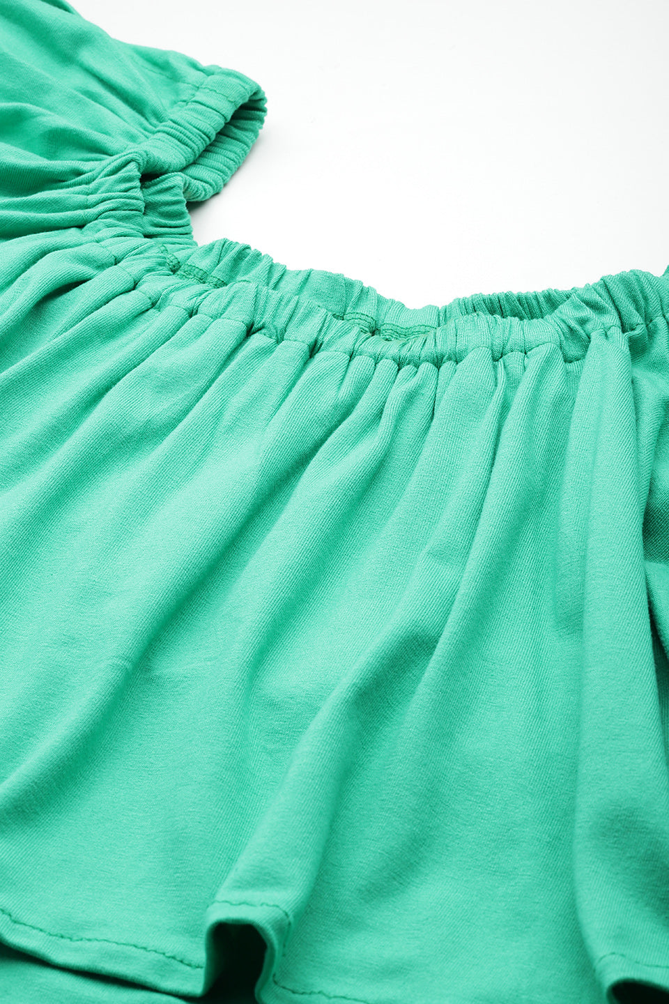 Green Off -shoulder ruffle jersey midi dress