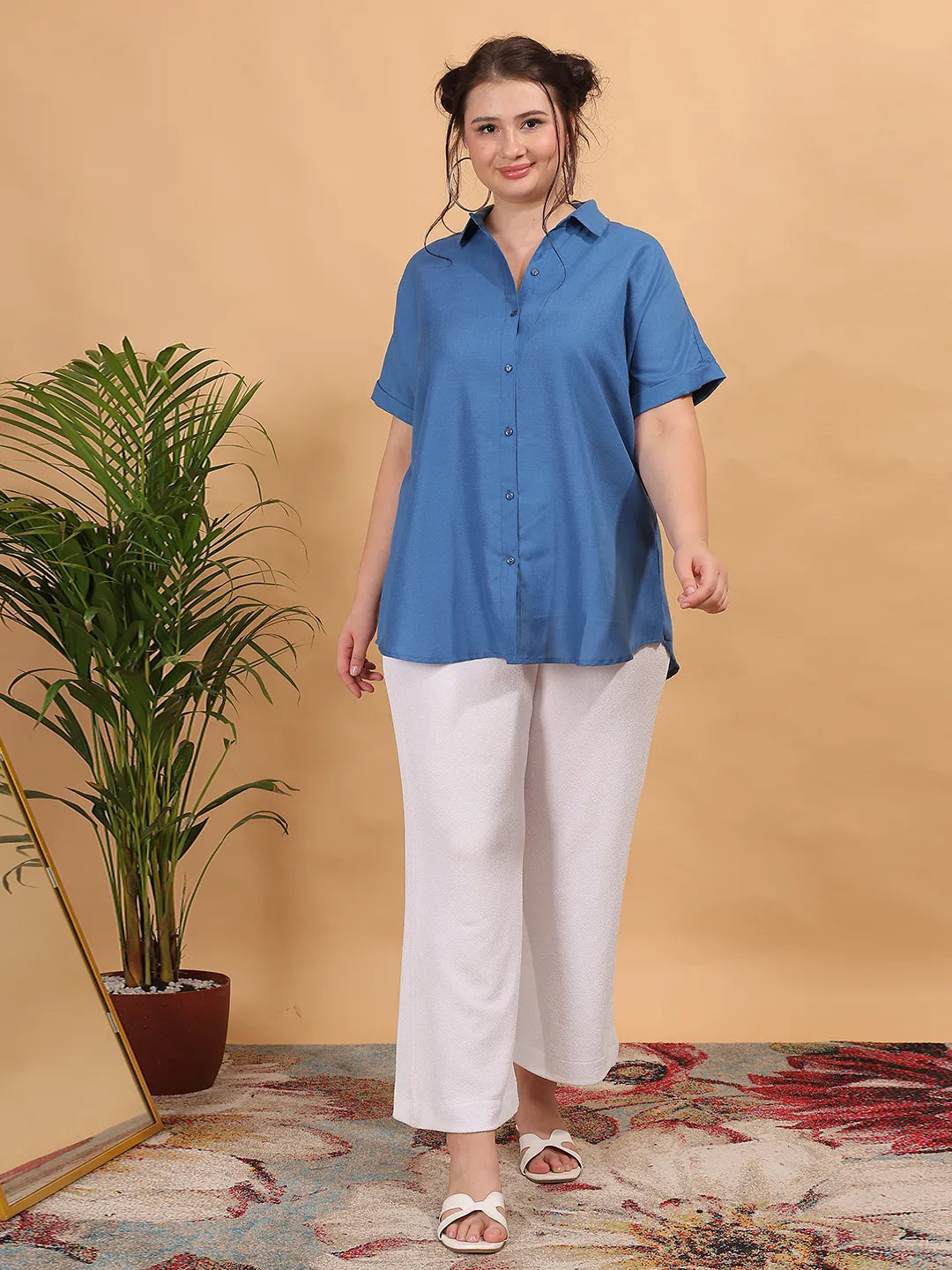 Cotton blue regular shirt