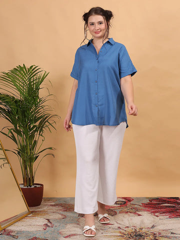 Cotton blue regular shirt