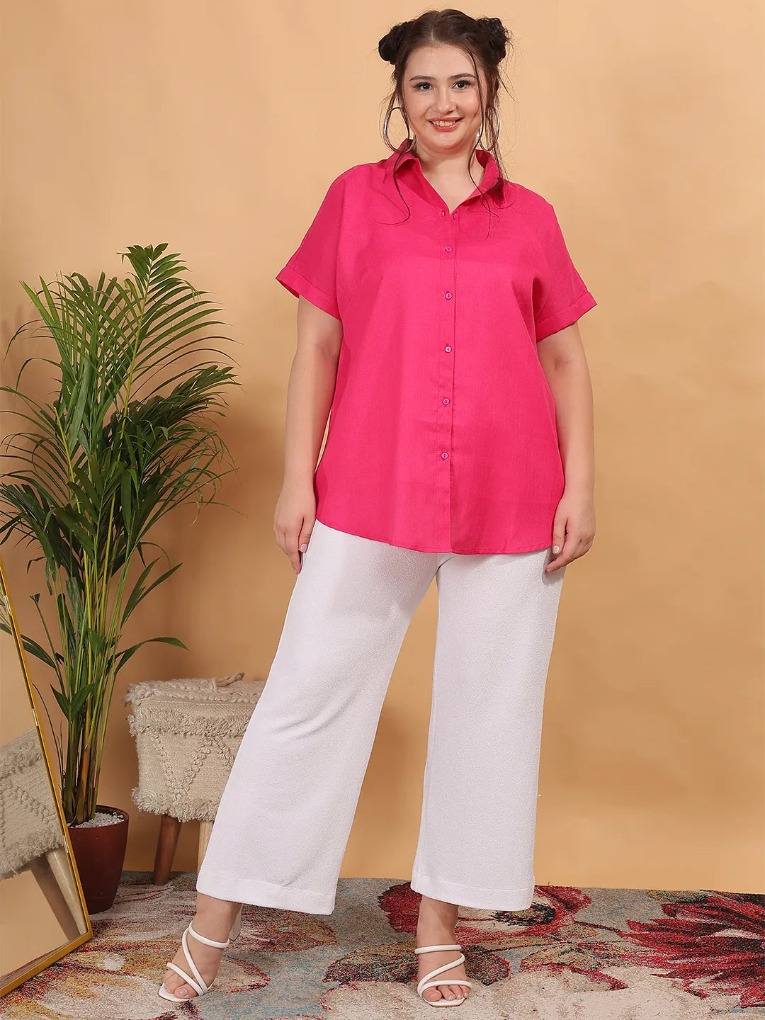 Magenta Cotton Regular shirt