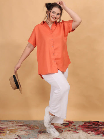 Orange cotton regular shirt