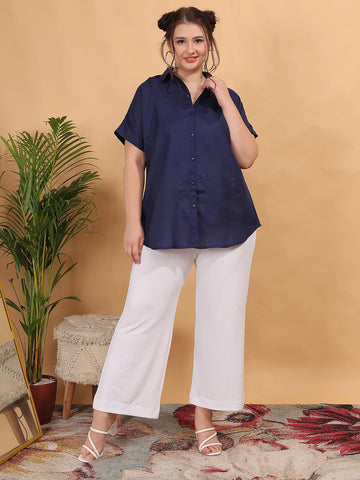 Navy Blue cotton regular shirt