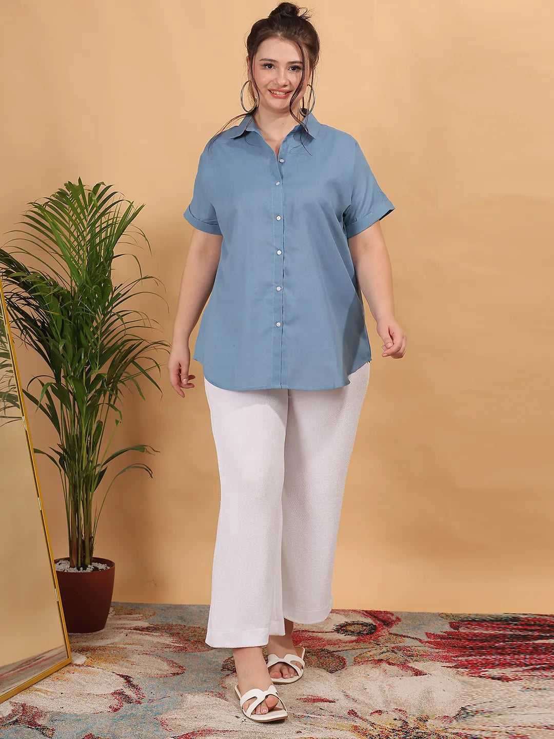 Heather blue cotton shirt