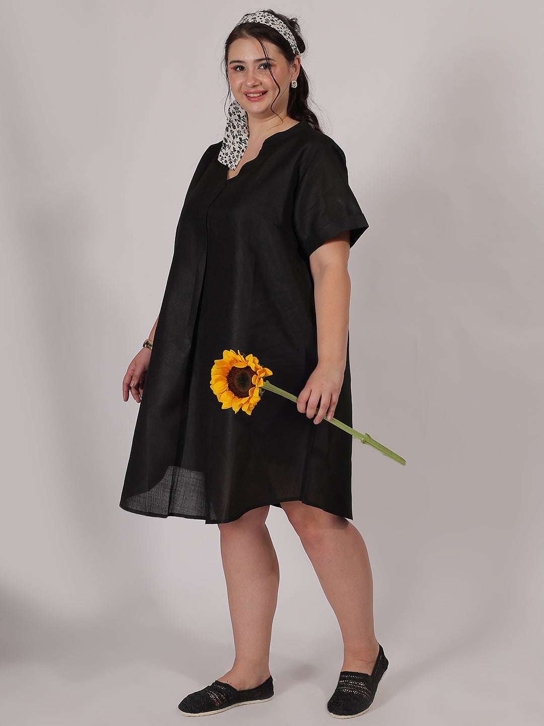 Black A-Line Cotton Dress