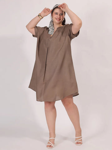 Brown A-Line Cotton Dress