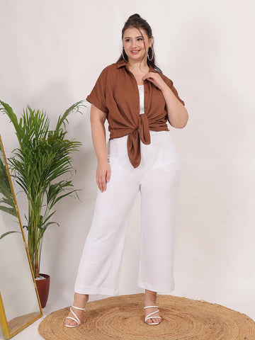 Brown Lycra Regular Shirt