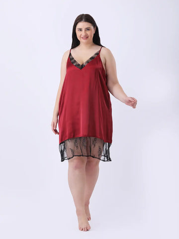Maroon delicate lace camisole dress
