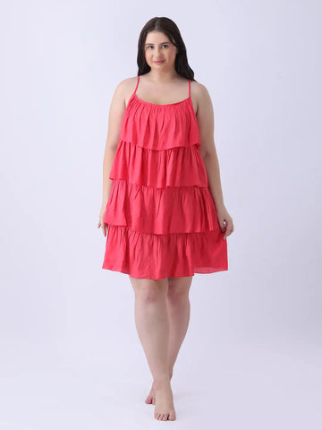 Rayon ruffle tiered dress