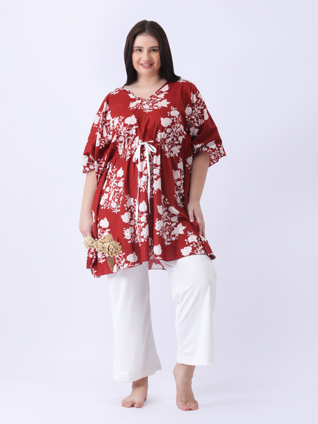 Cotton printed short kaftaan