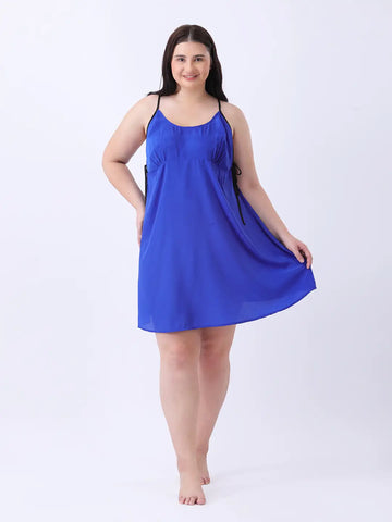 Royal blue side-tie mini dress
