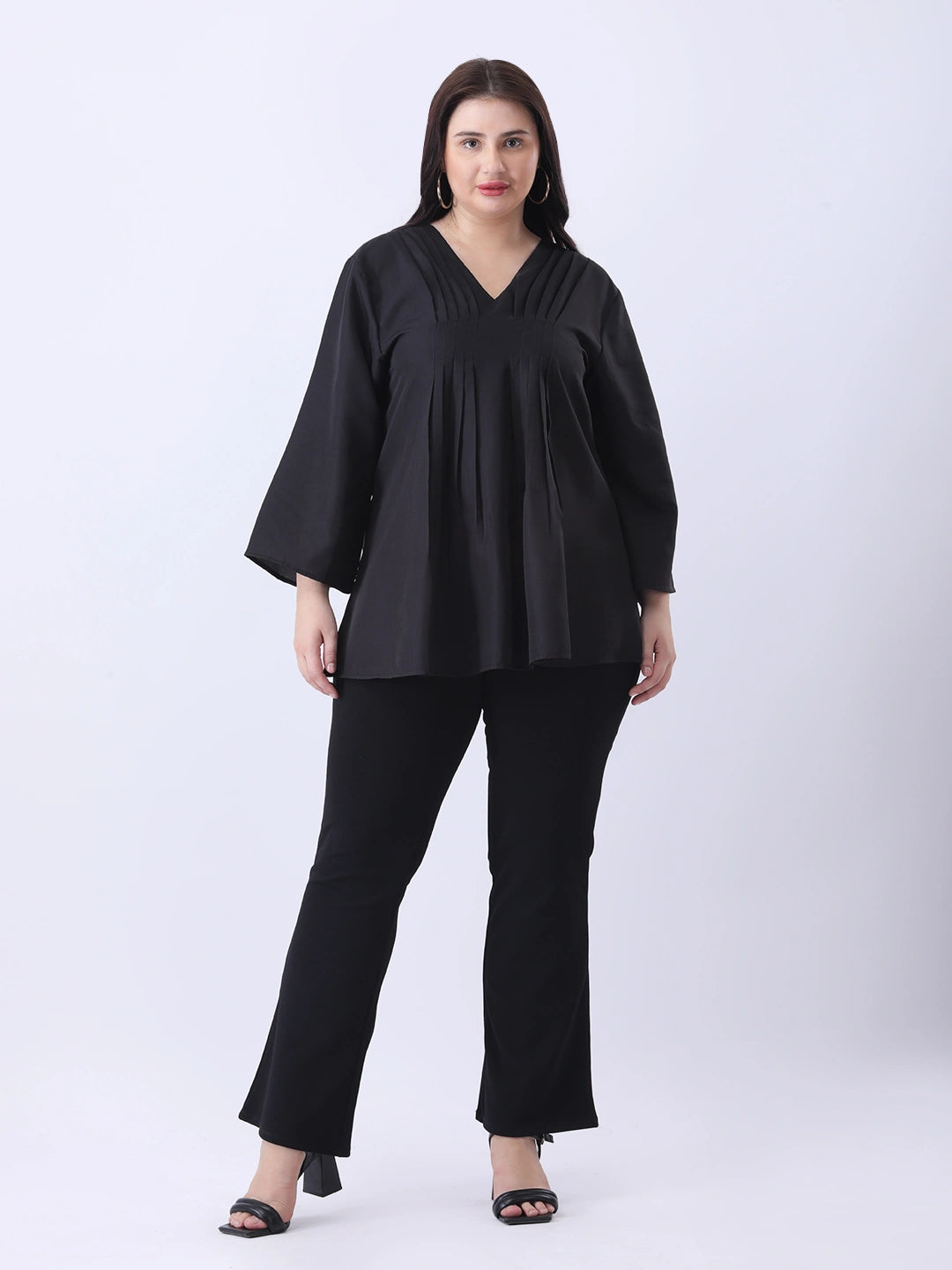 Black pleated tunic top