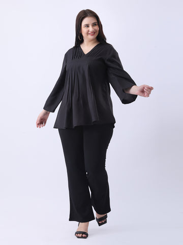 Black pleated tunic top