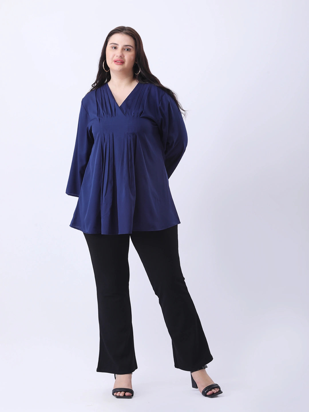 Navy pleated tunic top