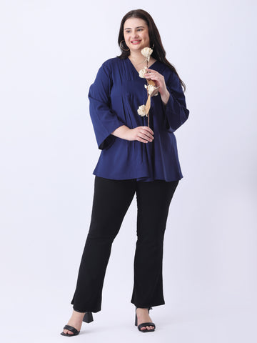 Navy pleated tunic top