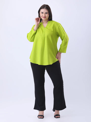 Cotton slub mandarin collar shirt