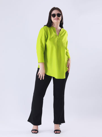Cotton slub mandarin collar shirt