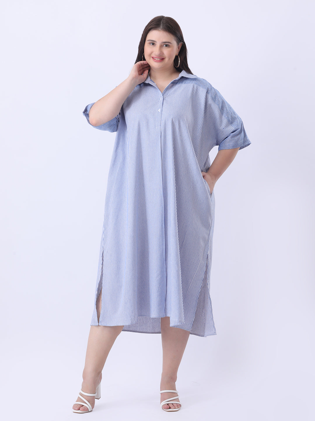 Stripe oversize cotton dress