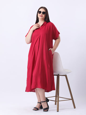 Maroon rayon oversize dress
