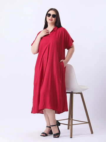 Maroon rayon oversize dress