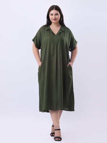 Dark olive rayon oversize dress